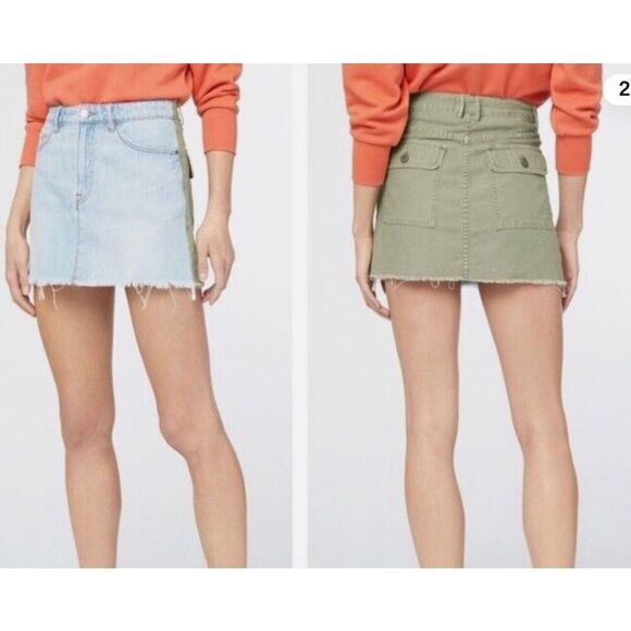 Frame Canterburry Denim mini skirt green back size 29/8 - Picture 1 of 11